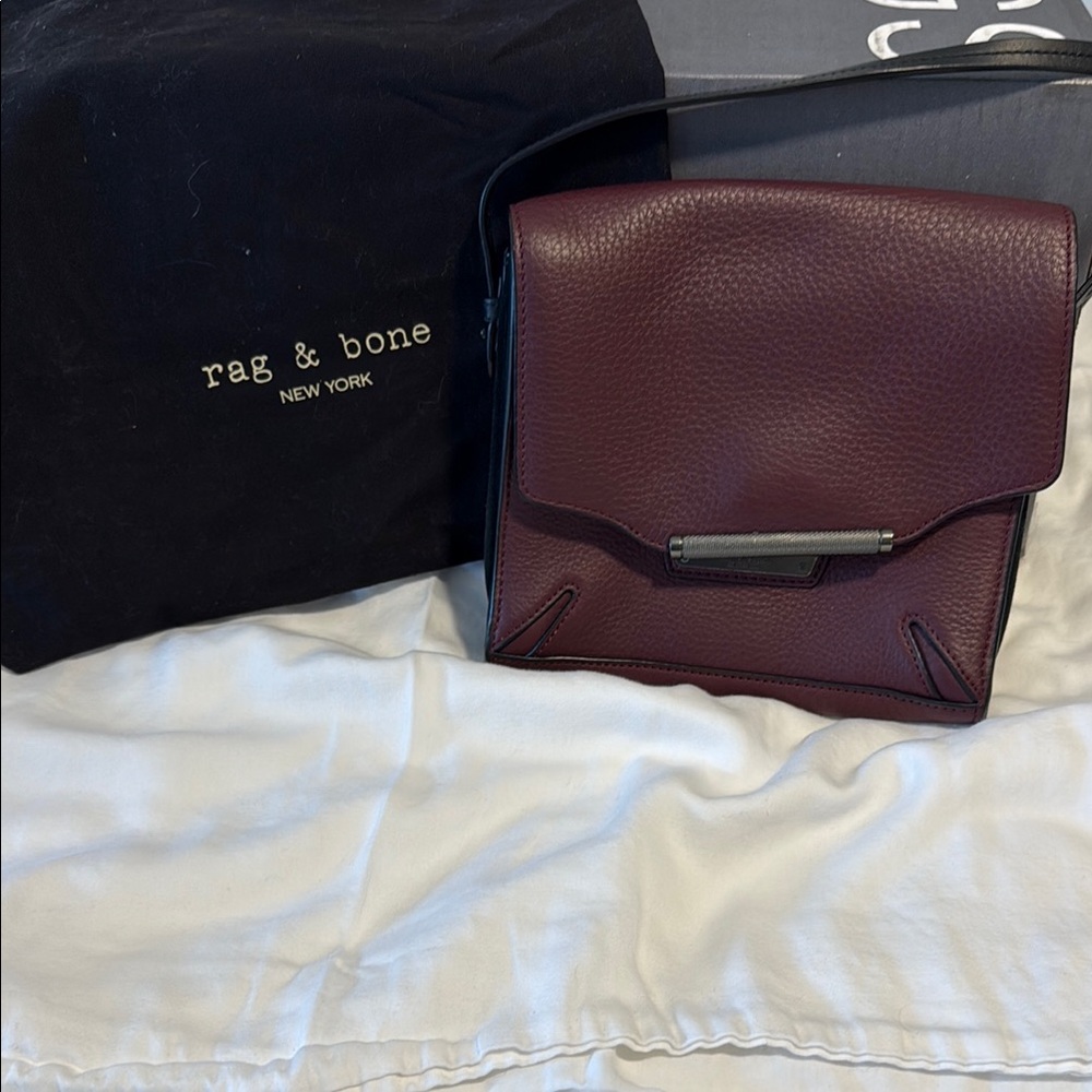 Rag & Bone Black and Red Crossbody Bag with Flap Closure